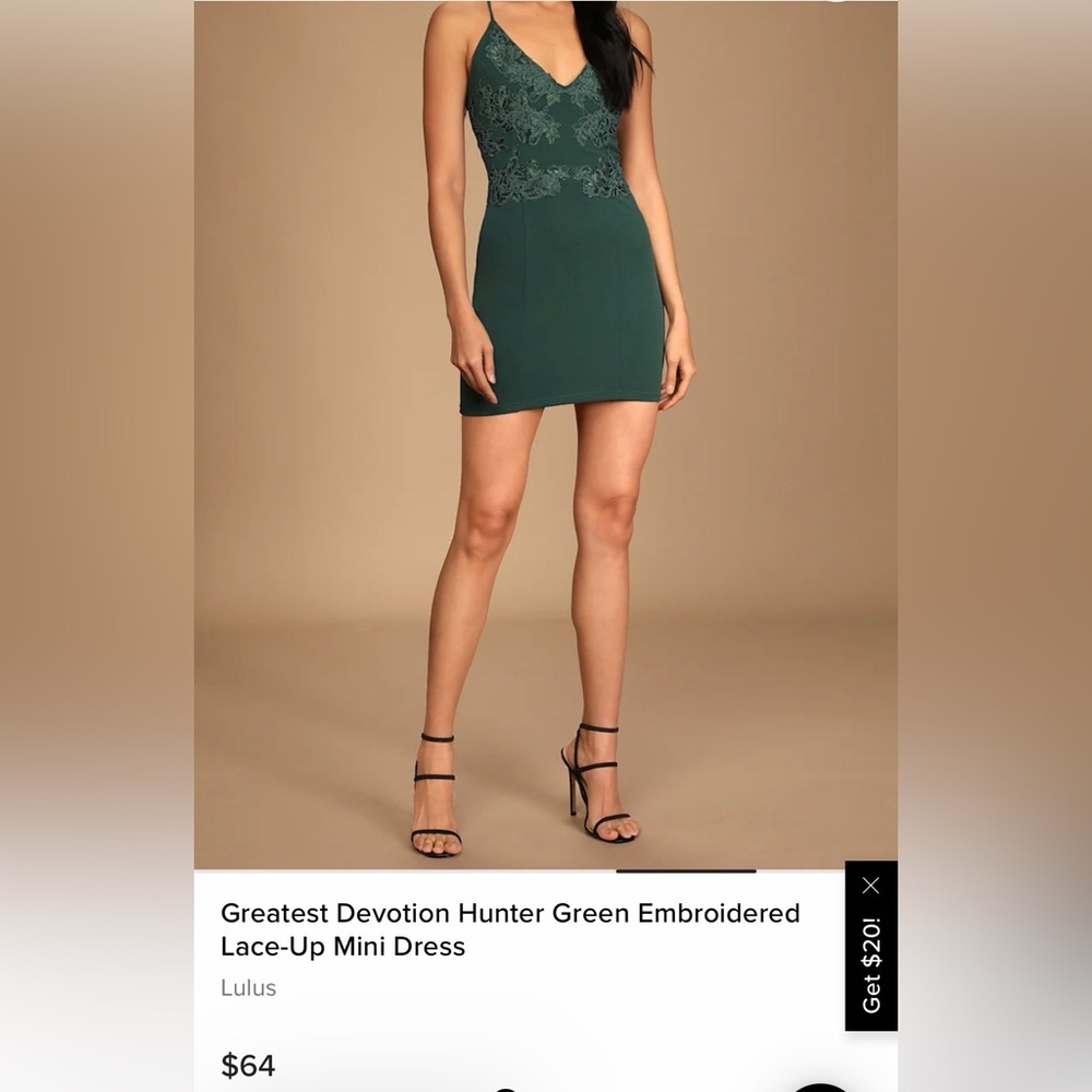Lulu’s Small Devotion Hunter Green Embroidered Lace-up Mini Dress